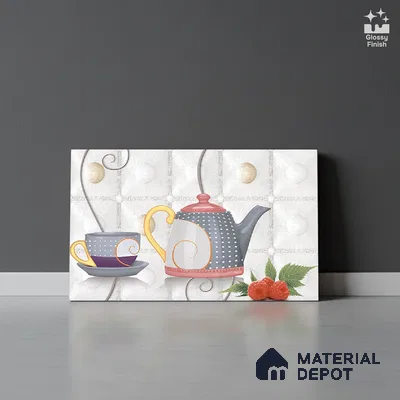 TL 01913 C Cotton White & Grey Highlighter 2 18 x 12 inch Glossy Finish Ceramic Wall Tile - 6 mm
