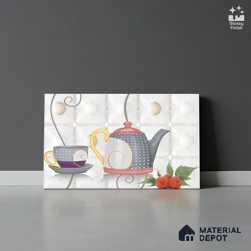 TL 01913 C Cotton White & Grey Highlighter 2 18 x 12 inch Glossy Finish Ceramic Wall Tile - 6 mm