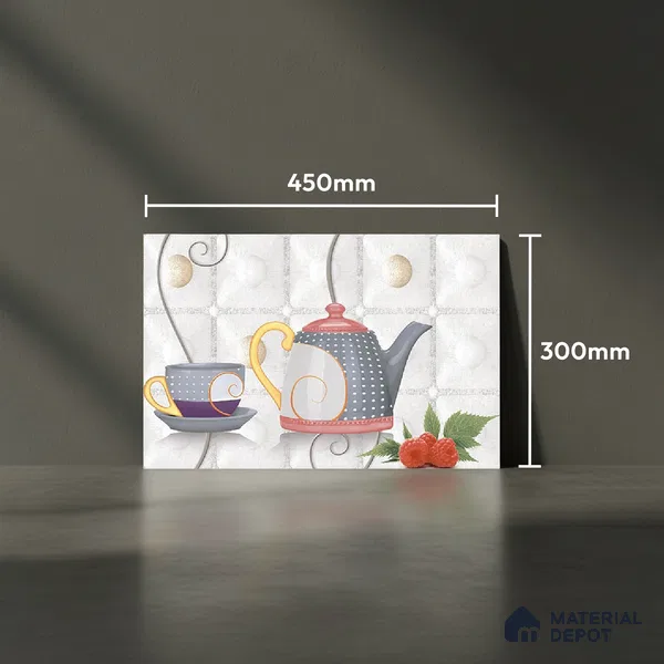 TL 01913 C Cotton White & Grey Highlighter 2 18 x 12 inch Glossy Finish Ceramic Wall Tile - 6 mm