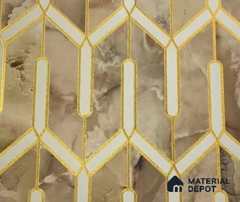 WK15-1512 | Brown Honeycomb Marble Non Woven Geometric Wallpaper - 10 Meter x 21 Inches, 57.41 Sq. Ft. (Min. 15% Wastage)