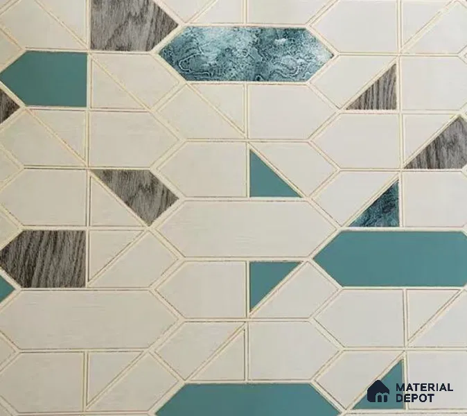 WK15-1531 | Cream Marble Tile Non Woven Geometric Wallpaper - 10 Meter x 21 Inches, 57.41 Sq. Ft. (Min. 15% Wastage)