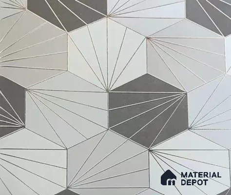 WK15-1542 | Grey Hexagon Sunburst Non Woven Geometric Wallpaper - 10 Meter x 21 Inches, 57.41 Sq. Ft. (Min. 15% Wastage)