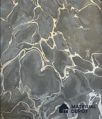 WK21-2101 | Charcoal & Gold Swirl Marble Patterned Wallpaper - 10 Meter x 21 Inches, 57.41 Sq. Ft.