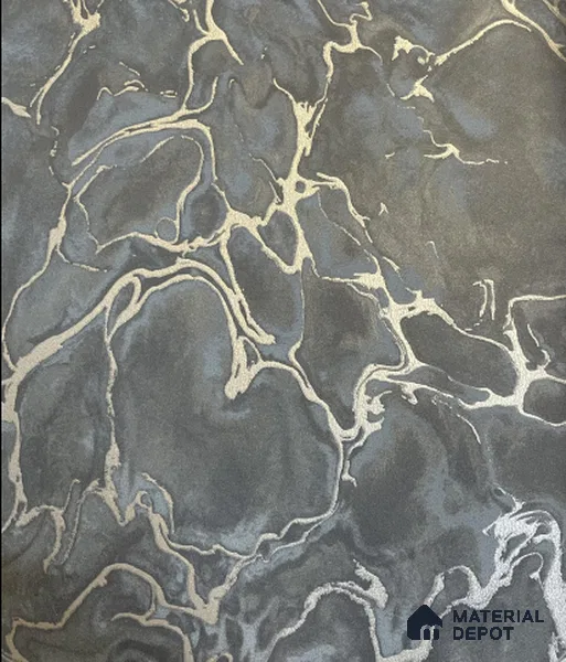 WK21-2101 | Charcoal & Gold Swirl Marble Patterned Wallpaper - 10 Meter x 21 Inches, 57.41 Sq. Ft.
