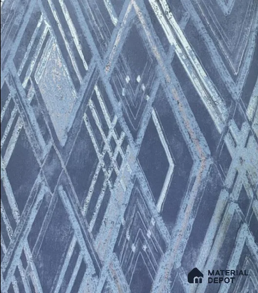 WK21-2104 | Blue Diamond Lattice Geometric Wallpaper - 10 Meter x 21 Inches, 57.41 Sq. Ft.