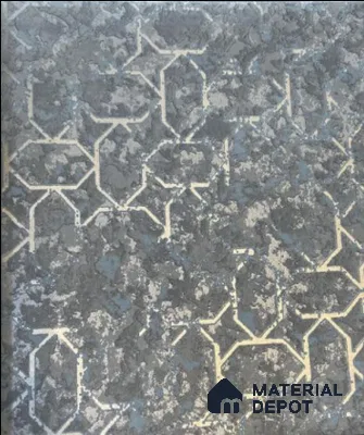 WK21-2140 | Charcoal & Gold Honeycomb Marble Patterned Wallpaper - 10 Meter x 21 Inches, 57.41 Sq. Ft.