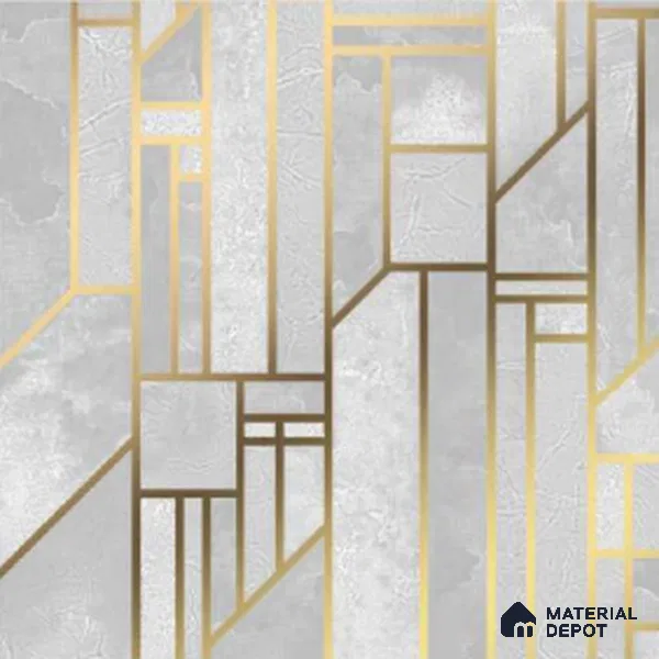 WK25-2514 | White & Gold Art Deco Panel Patterned Wallpaper - 10 Meter x 21 Inches, 57.41 Sq. Ft. (Min. 15% Wastage)