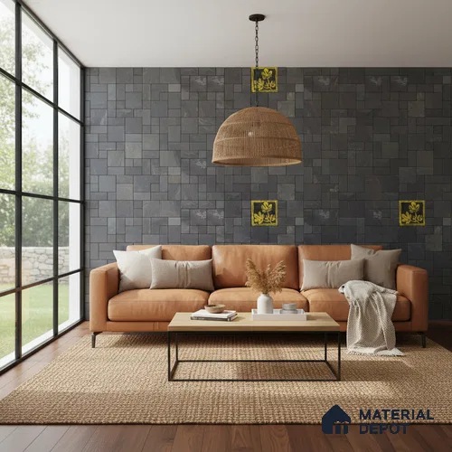 WL 00068 Midnight Gold 300 x 300 mm Natural Stone Wall Cladding | Stone is a Natural Product, Please Expect Variation in Shades