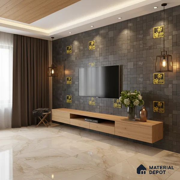 WL 00068 Midnight Gold 300 x 300 mm Natural Stone Wall Cladding |  Stone is a Natural Product, Please Expect Variation in Shades