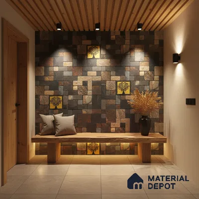 WL 00069 Cedar Gold 300 x 300 mm Natural Stone Wall Cladding |  Stone is a Natural Product, Please Expect Variation in Shades
