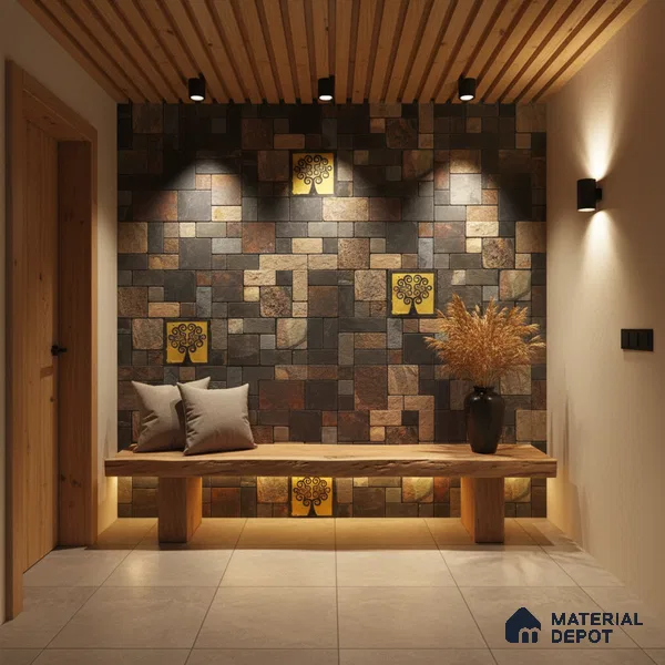 WL 00069 Cedar Gold 300 x 300 mm Natural Stone Wall Cladding | Stone is a Natural Product, Please Expect Variation in Shades