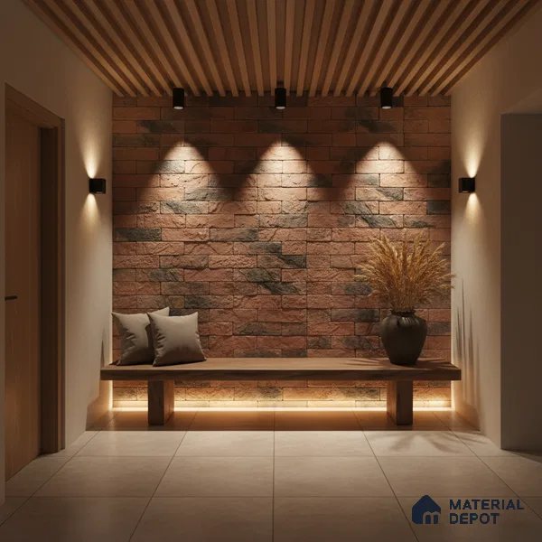 WL 00072 Red Brick 63.5 x 229 mm Natural Stone Wall Cladding |  Stone is a Natural Product, Please Expect Variation in Shades