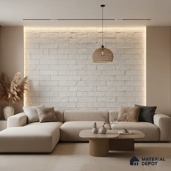 WL 00073 White Brick 63.5 x 229 mm Natural Stone Wall Cladding | Stone is a Natural Product, Please Expect Variation in Shades