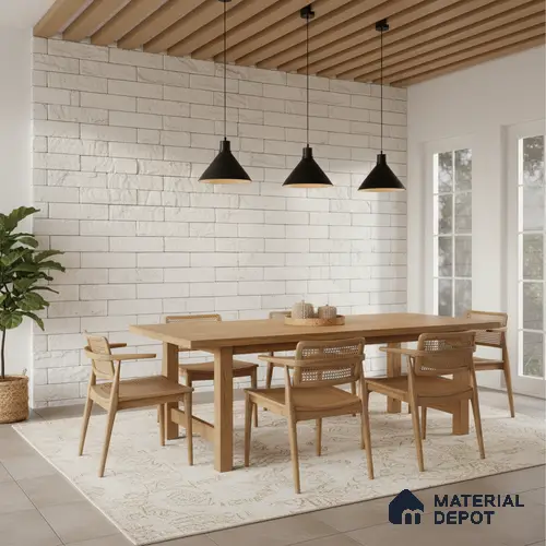 WL 00073 White Brick 63.5 x 229 mm Natural Stone Wall Cladding | Stone is a Natural Product, Please Expect Variation in Shades
