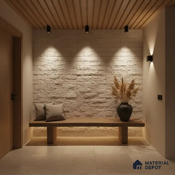 WL 00073 White Brick 63.5 x 229 mm Natural Stone Wall Cladding | Stone is a Natural Product, Please Expect Variation in Shades