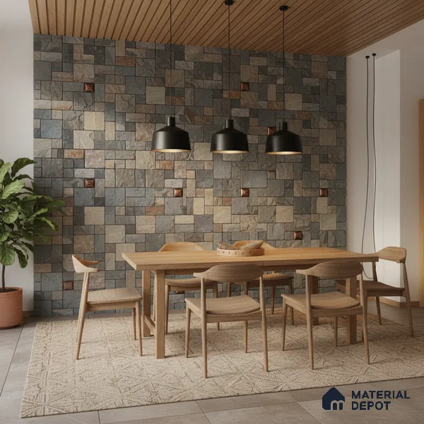 WL 00074 Cedar Metal 300 x 300 mm Natural Stone Wall Cladding |  Stone is a Natural Product, Please Expect Variation in Shades