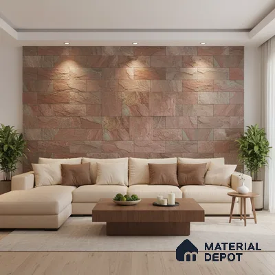 WL 00075 Antique Squares Cladding Natural Stone Wall Cladding | Contains Mixed Sizes of 300x300, 300x150, 150x150 mm | Stone is a Natural Product, Please Expect Variation in Shades