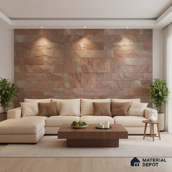 WL 00075 Antique Squares Cladding Natural Stone Wall Cladding | Contains Mixed Sizes of 300x300, 300x150, 150x150 mm | Stone is a Natural Product, Please Expect Variation in Shades
