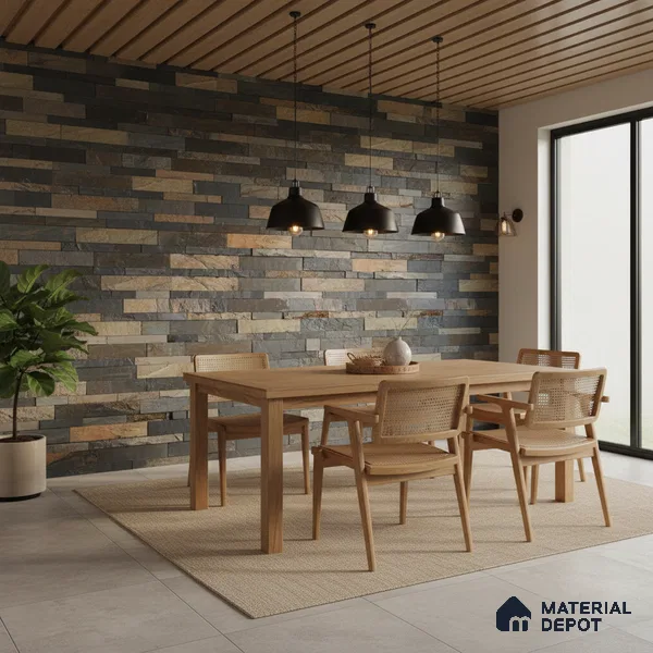 WL 00076 Antique Black 600 x 150 mm Natural Stone Wall Cladding | Stone is a Natural Product, Please Expect Variation in Shades