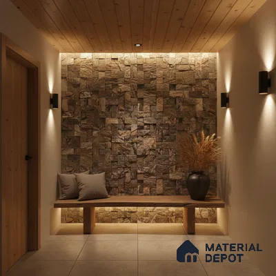 WL 00079 Amazon Brown 300 x 300 mm Natural Stone Wall Cladding |  Stone is a Natural Product, Please Expect Variation in Shades