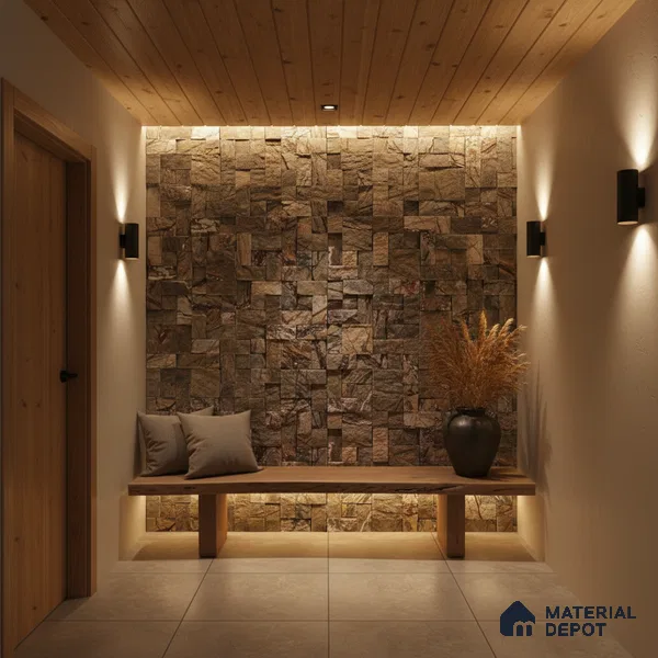WL 00079 Amazon Brown 300 x 300 mm Natural Stone Wall Cladding |  Stone is a Natural Product, Please Expect Variation in Shades