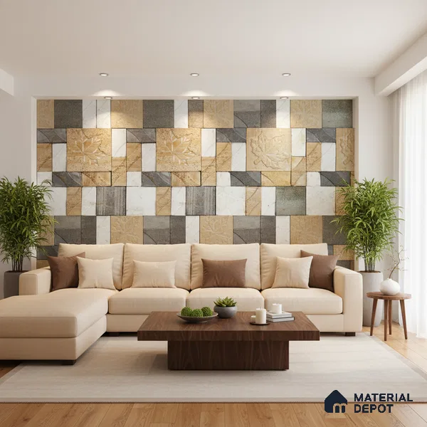 WL 00080 Ash Maple 300 x 300 mm Natural Stone Wall Cladding | Stone is a Natural Product, Please Expect Variation in Shades
