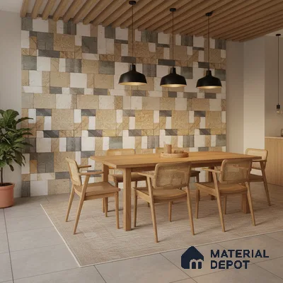 WL 00080 Ash Maple 300 x 300 mm Natural Stone Wall Cladding |  Stone is a Natural Product, Please Expect Variation in Shades