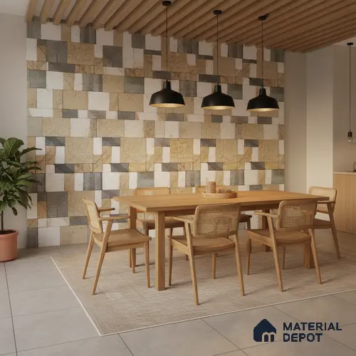 WL 00080 Ash Maple 300 x 300 mm Natural Stone Wall Cladding | Stone is a Natural Product, Please Expect Variation in Shades