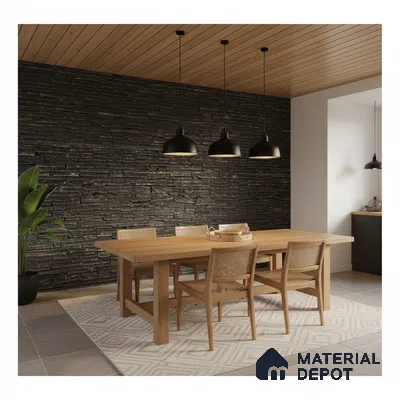 WL 00082 Black Waterfalls 600 x 150 mm Natural Stone Wall Cladding |  Stone is a Natural Product, Please Expect Variation in Shades