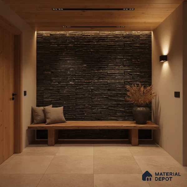 WL 00082 Black Waterfalls 600 x 150 mm Natural Stone Wall Cladding |  Stone is a Natural Product, Please Expect Variation in Shades