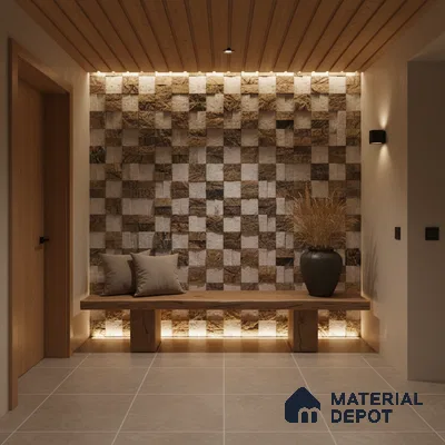 WL 00083 Brown & White 300 x 300 mm Natural Stone Wall Cladding |  Stone is a Natural Product, Please Expect Variation in Shades