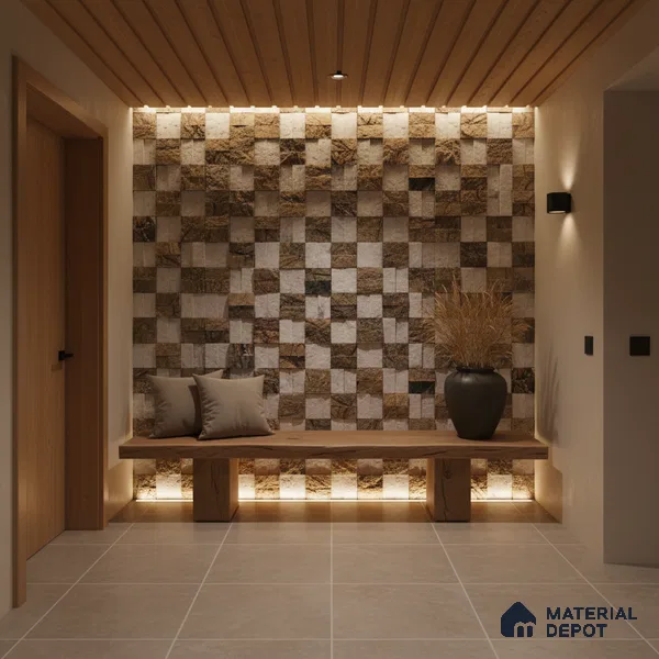 WL 00083 Brown & White 300 x 300 mm Natural Stone Wall Cladding | Stone is a Natural Product, Please Expect Variation in Shades