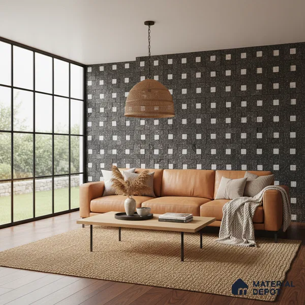 WL 00084 Black & White 300 x 300 mm Natural Stone Wall Cladding | Stone is a Natural Product, Please Expect Variation in Shades