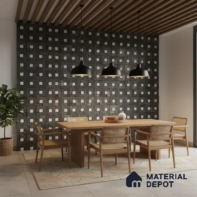 WL 00084 Black & White 300 x 300 mm Natural Stone Wall Cladding |  Stone is a Natural Product, Please Expect Variation in Shades