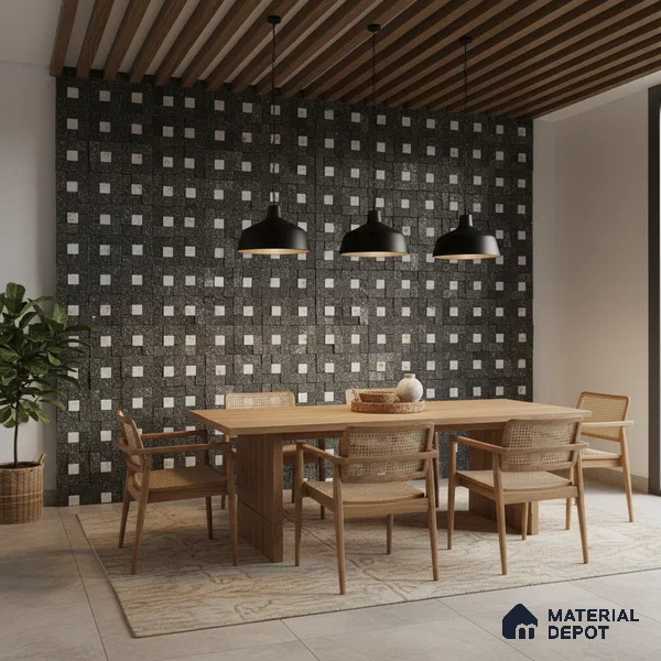 WL 00084 Black & White 300 x 300 mm Natural Stone Wall Cladding | Stone is a Natural Product, Please Expect Variation in Shades