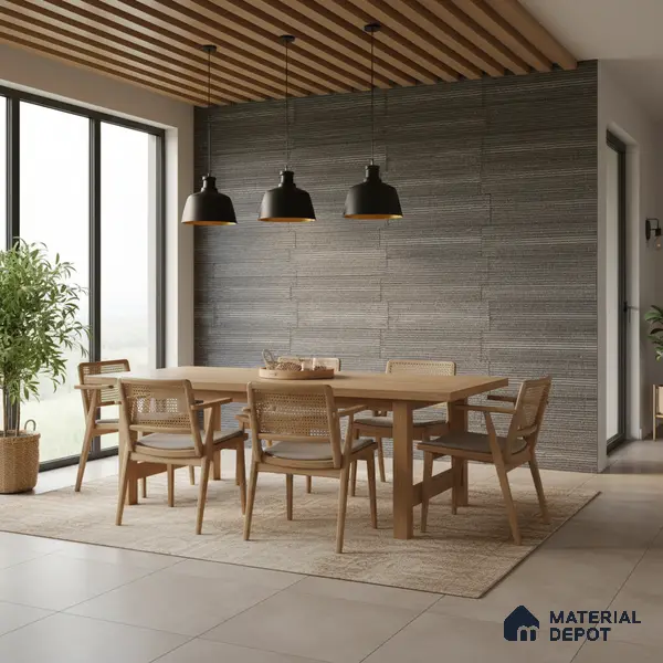 WL 00087 Carbon Black 100 x 300 mm Natural Stone Wall Cladding | 1 Sq. Ft. = 8 Pieces |  Stone is a Natural Product, Please Expect Variation in Shades