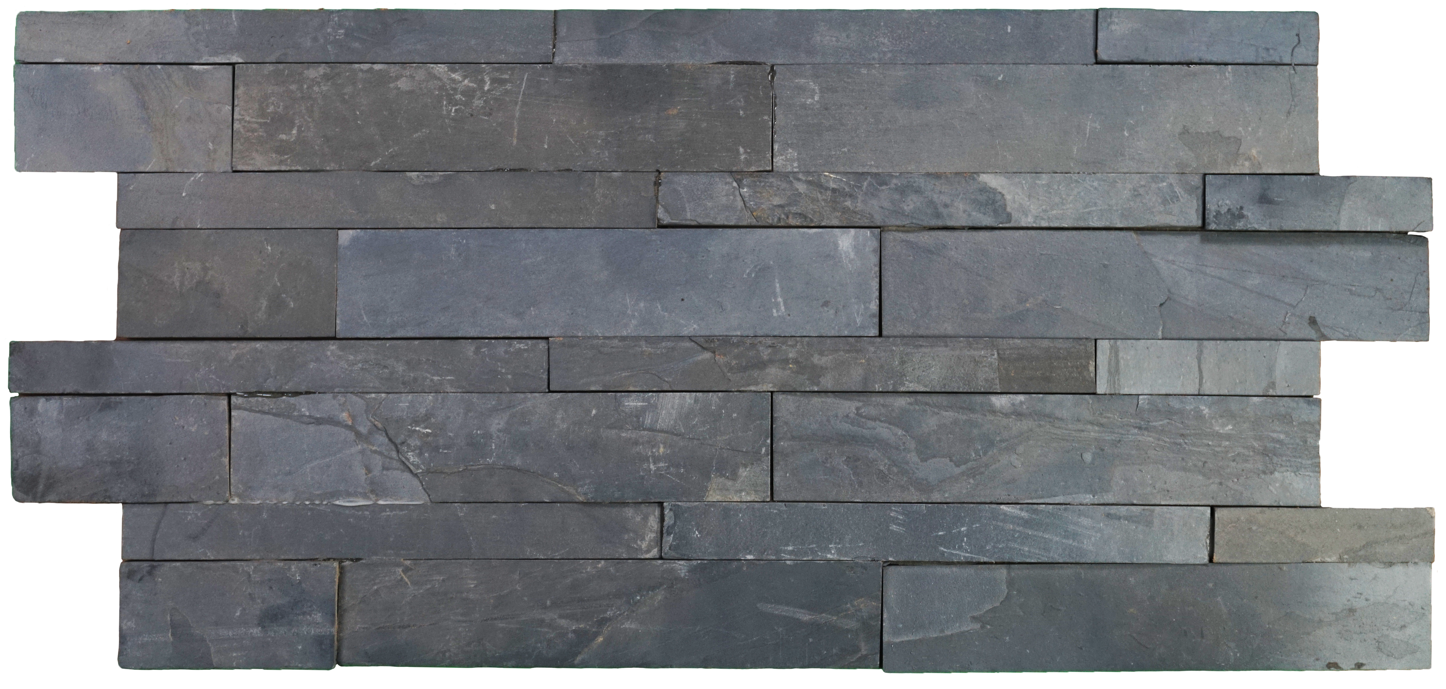 WL 00088 Charcoal Black 600 x 150 mm Natural Stone Wall Cladding | Stone is a Natural Product, Please Expect Variation in Shades
