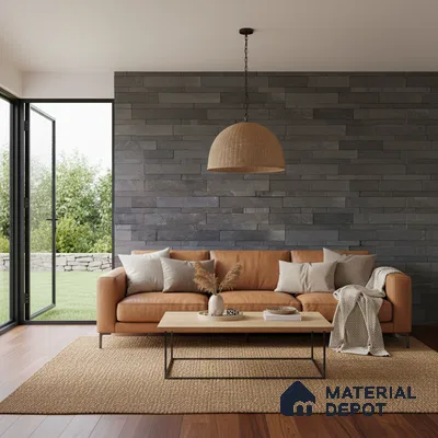 WL 00088 Charcoal Black 600 x 150 mm Natural Stone Wall Cladding |  Stone is a Natural Product, Please Expect Variation in Shades