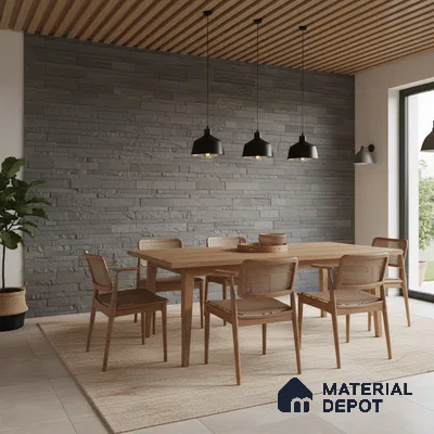 WL 00088 Charcoal Black 600 x 150 mm Natural Stone Wall Cladding |  Stone is a Natural Product, Please Expect Variation in Shades
