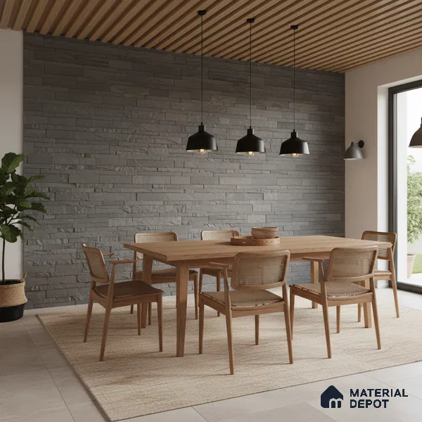 WL 00088 Charcoal Black 600 x 150 mm Natural Stone Wall Cladding |  Stone is a Natural Product, Please Expect Variation in Shades