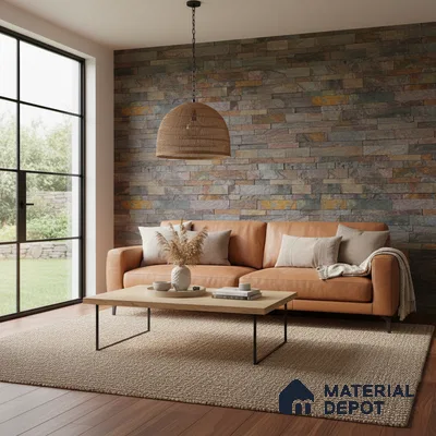 WL 00091 Damson Dark 600 x 150 mm Natural Stone Wall Cladding |  Stone is a Natural Product, Please Expect Variation in Shades