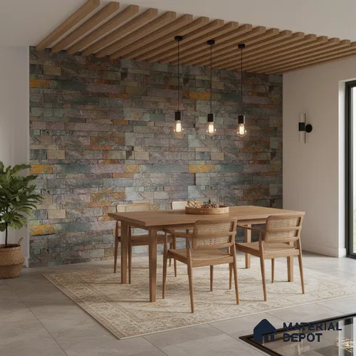 WL 00091 Damson Dark 600 x 150 mm Natural Stone Wall Cladding | Stone is a Natural Product, Please Expect Variation in Shades