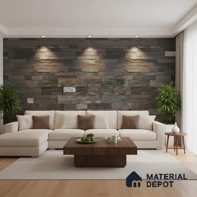 WL 00092 Dark Lavanzia 600 x 150 mm Natural Stone Wall Cladding |  Stone is a Natural Product, Please Expect Variation in Shades
