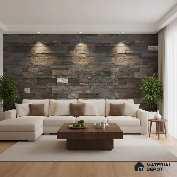 WL 00092 Dark Lavanzia 600 x 150 mm Natural Stone Wall Cladding |  Stone is a Natural Product, Please Expect Variation in Shades