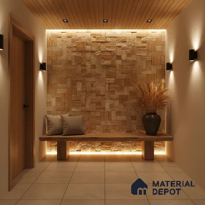 WL 00093 Golden Rock 300 x 300 mm Natural Stone Wall Cladding |  Stone is a Natural Product, Please Expect Variation in Shades