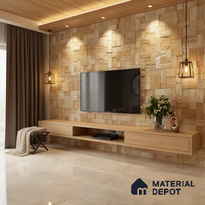 WL 00093 Golden Rock 300 x 300 mm Natural Stone Wall Cladding |  Stone is a Natural Product, Please Expect Variation in Shades