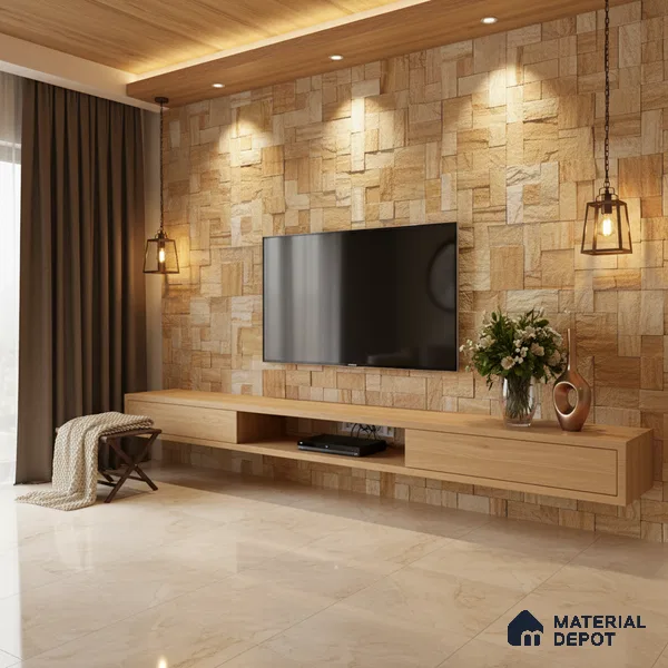 WL 00093 Golden Rock 300 x 300 mm Natural Stone Wall Cladding |  Stone is a Natural Product, Please Expect Variation in Shades