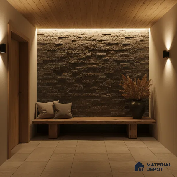 WL 00094 Galaxy Black 600 x 150 mm Natural Stone Wall Cladding | Stone is a Natural Product, Please Expect Variation in Shades