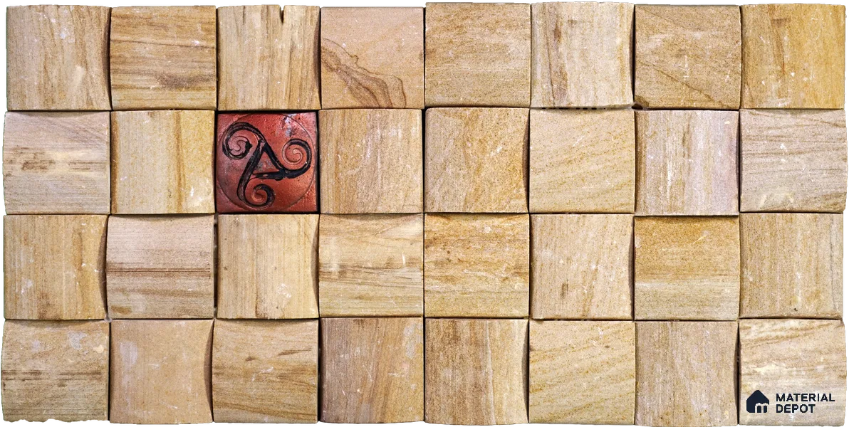 WL 00095 Golden Shell Decor 300 x 300 mm Natural Stone Wall Cladding |  Stone is a Natural Product, Please Expect Variation in Shades
