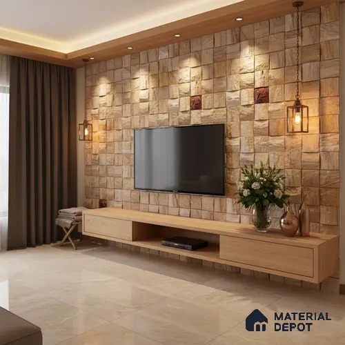 WL 00095 Golden Shell Decor 300 x 300 mm Natural Stone Wall Cladding | Stone is a Natural Product, Please Expect Variation in Shades